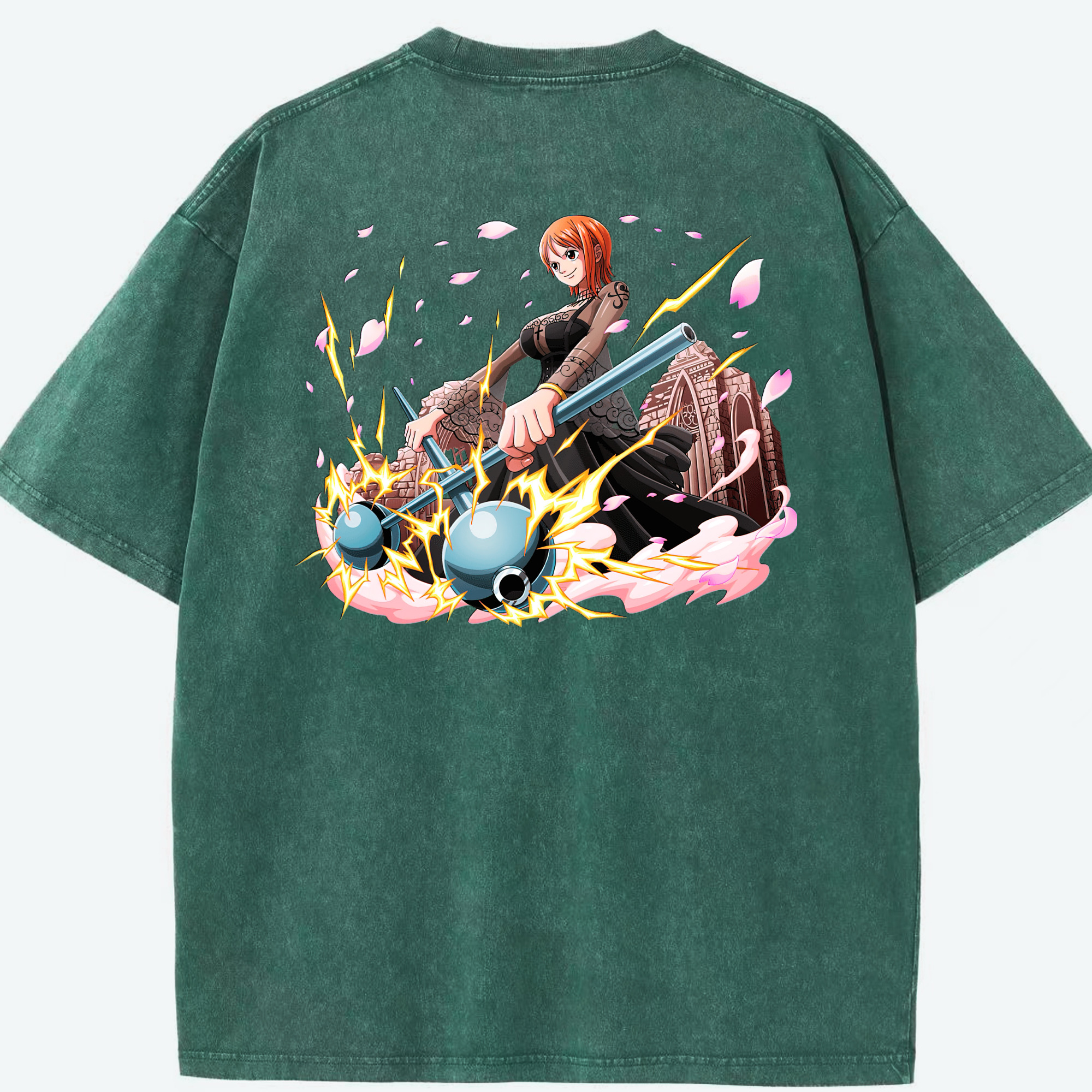 ワンピース ナミ ONE PIECE Nami 綿100% ヴィンテージ風 半袖Tシャツ（背面プリント）